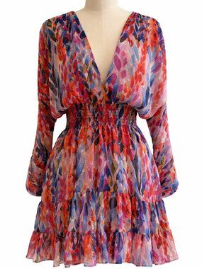 💋 MISA Los Angeles | Chiara Mini Dress | Size S | Silk Blend | Boho Luxe